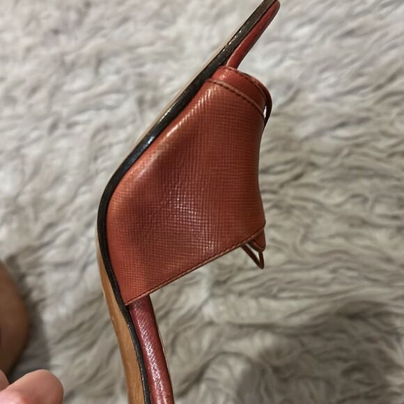 Gucci authentic blondie red and brown tie‎ slip on heel - Picture 8 of 12